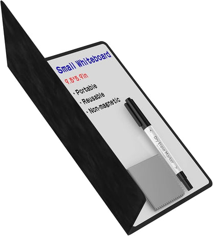 Mehaving Portable Small White Board Dry Erase Board, Reusable 9.5 * 6.6in Notebook Memo, Office Home Supplies Desk Accessories MH760 (Black)