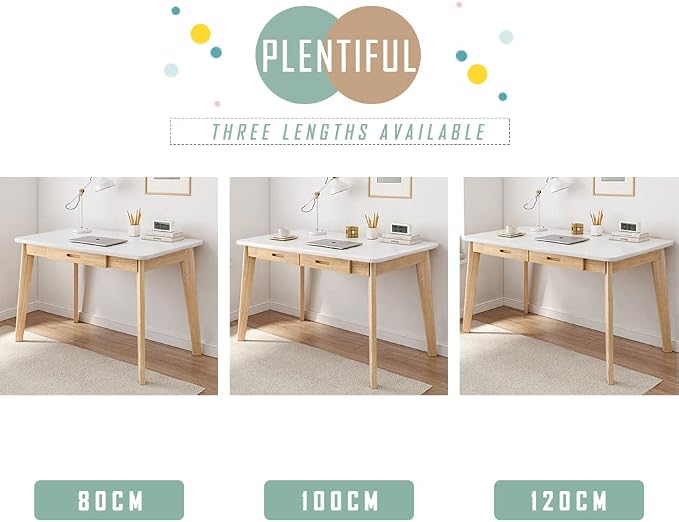 IOTXY Solid Wood Writing Desk - Home Office Workbench Desk with Drawer, 47.24" Width Laptop Computer Work Study Table