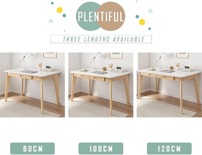 IOTXY Solid Wood Writing Desk - Home Office Workbench Desk with Drawer, 47.24" Width Laptop Computer Work Study Table
