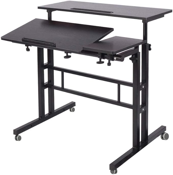 Soges Mobile Height Adjustable, Tiltable Top Desk - 31.5" Stand Up Computer Desk for Home Office, Black ZS-101-2BK