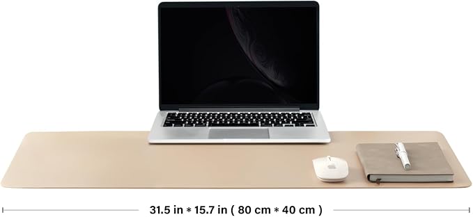 Leather Desk Mat - Non-Slip PU Desk Pad for Office and Home - Desk Organization and Accessories - Ideal for Large Mouse Pad and Desk Mats on Top of Desks (Apricot,31.5"x 15.7")
