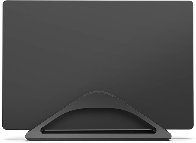 HumanCentric Vertical Laptop Stand for Desks in Matte Black, Upright Adjustable Holder to Dock Apple MacBook Stand, and Other Laptops to Organize Work & Home Office, Automatic Grip