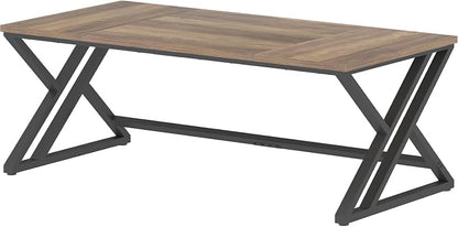 LVB Rustic Large Computer Desk, Industrial Extra Long Home Office Desk, Wood Pc Writing Work Study Computer Table Desk, Farmhouse Workstation Gaming Executive Desk for 2 Person, Rustic Oak, 70 Inch