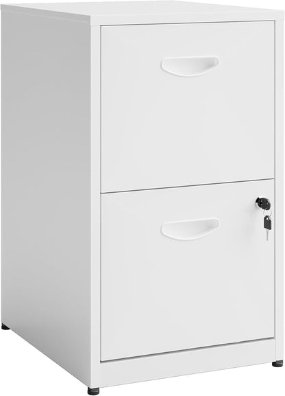 Polup 2 Drawer File Cabinet with Lock, White Filing Cabinets for Home Office, Metal Locking File Cabinet with Two Drawers, Light Duty File Storage Cabinet for Letter Size - Assembly Required
