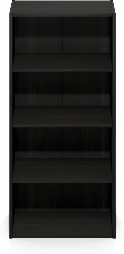 Furinno Basic Book Shelf, 4-Tier Bookcase with Open Shelf, Bookshelf, Cube Storage Organizer, 11 x 17 x 35, for Living Room, Bedroom, Home Office, Espresso