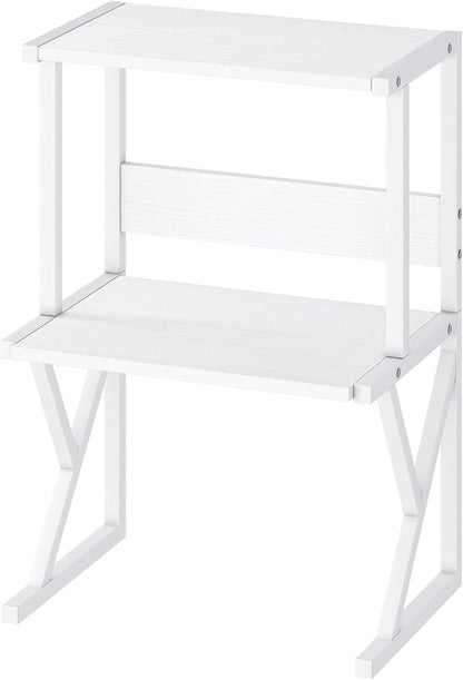 aboxoo Desktop Printer Stand with 3 Tier Wood Storage Shelves,Under Desk Printer Table,Multi-Purpose Home Office Desk Organizer for Fax Machine, Scanner (White)