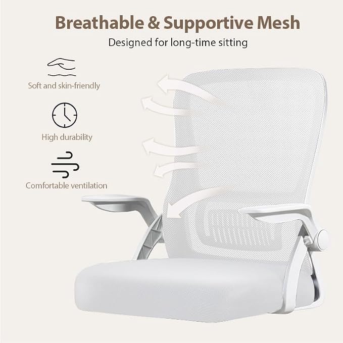 Office Chair, Ergonomic Desk Chair Breathable Mesh Chair Swivel Chair with Flip-Up Arms and Lumbar Support Computer Chair for Home Office