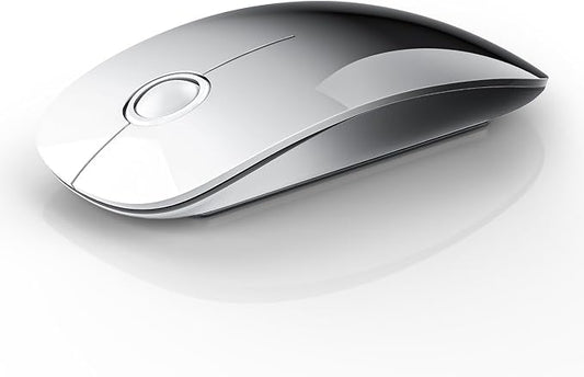 RAPIQUE Bluetooth Wireless Mouse - (BT5.1+USB) Dual Connectivity, Quiet Click, Low Power, and 1600 DPI, Portable Cordless Mouse for Laptop, MacBook Pro/Air, iPad (White to Black)