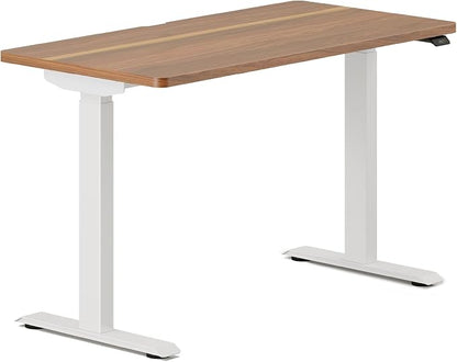 Branch Duo Standing Desk 48 Inches - Adjustable Standing Desk with 20” Range - OLED Control Panel - Frameless Design & Compact Size Suitable for Many Spaces - White Base - Walnut Top