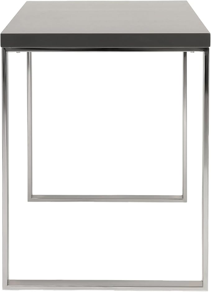 Euro Style Dillon 47" Home Office Writing Gaming Desk | Modern Industrial Minimalism | Lacquer Finished Wood | Professional-Grade Construction for Daily Use | Anthracite, Matte Black Legs