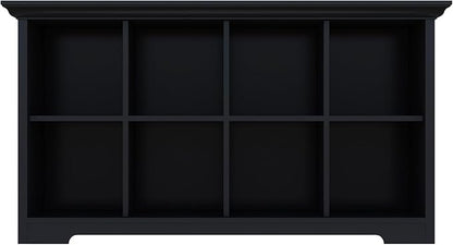 OSCHF Cube Shelf Bookcase with Base - Wooden 2 Tiers Floor Standing Low Storage Cabinet for Home and Office, 8-Cube Lattice Bookshelf, Black