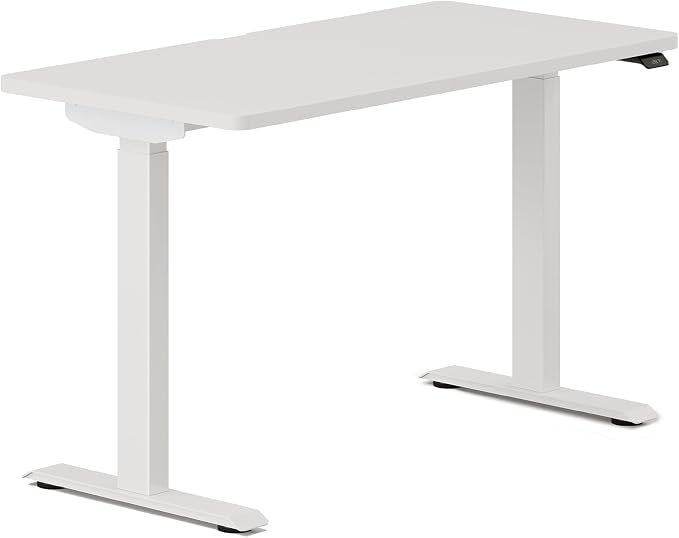Branch Duo Standing Desk 48 Inches - Adjustable Standing Desk with 20” Range - OLED Control Panel - Frameless Design & Compact Size Suitable for Many Spaces - White Base - White Top