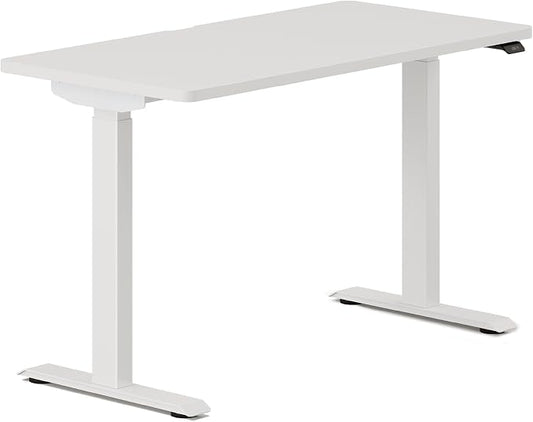Branch Duo Standing Desk 48 Inches - Adjustable Standing Desk with 20” Range - OLED Control Panel - Frameless Design & Compact Size Suitable for Many Spaces - White Base - White Top