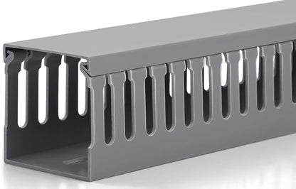 ZhiYo 2x2in Server Rack Cable Management Raceway, Cable Duct Kit, Electrically Safe PVC for Network Wire Management, Open Slot Cord Hider for Computer Under Desk, Grey