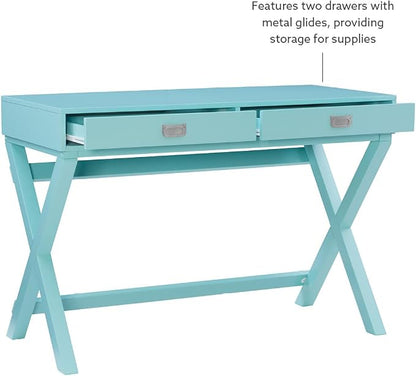 Linon Home Décor Jaycee Blue Writing Desk, 20"D x 44"W x 30"H, Blue
