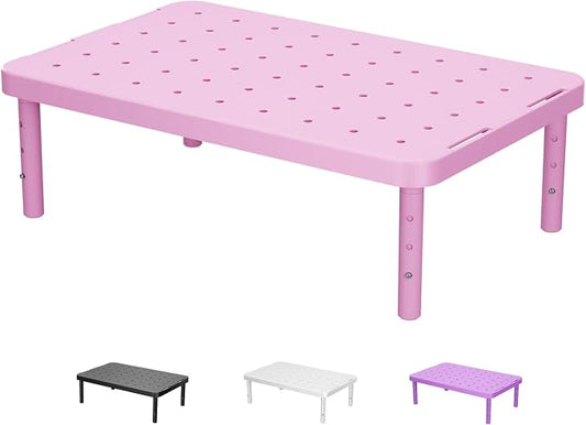 WALI Computer Monitor Stand for Desk, Adjustable Laptop Riser, Desk Monitor Stand Underneath Storage for Office, Home, School Supplies (PTT001-P), 1 Pack, Pink