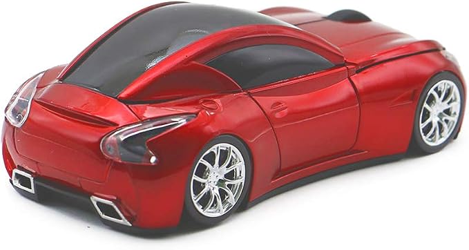 Ai5G Race Car Mouse Wireless Sports Car Shaped Computer Optical Mouse 2.4GHz LED Light Shining for Desktop Laptop (Red)