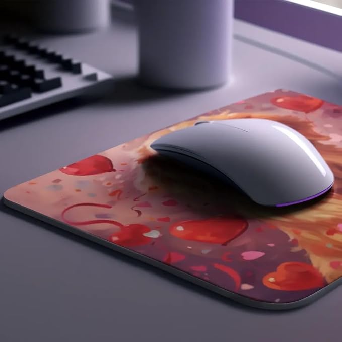 Golden Retriever Mouse Pad Dog with Red Hearts Pattern Non-Slip Rubber Mouse Pad Puppy in Love Mouse Pad for Home Office Work Desk Computer Desktop Laptop for Dog Lovers