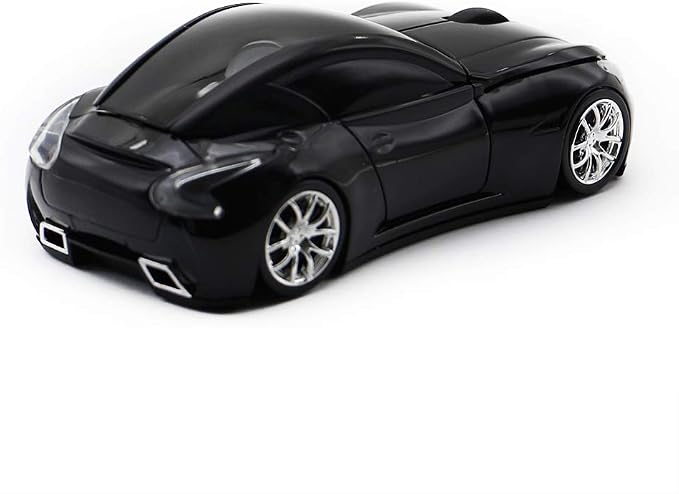 Ai5G Race Car Mouse Wireless Sports Car Shaped Mouse 2.4GHz LED Light Shining Surface Decoration Desktop Laptop Computer Mice Optical (Black)