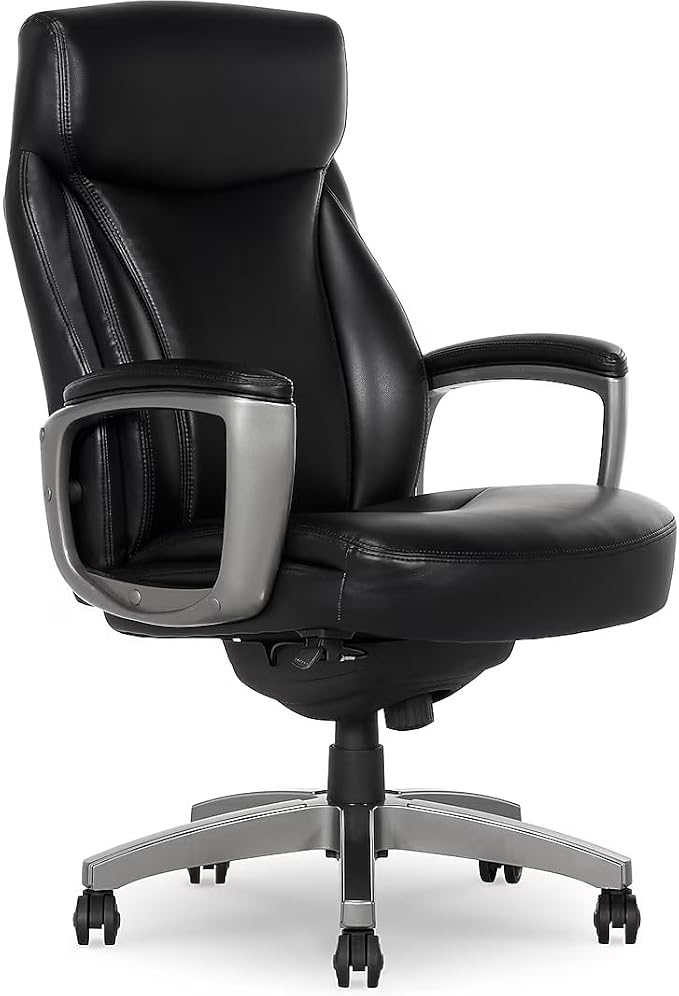 La-Z-Boy Arcadian Ergonomic Executive Chair, Bonded Leather, Black, 29.5D x 28W x 43.25-46.25H inches, 275 lbs Weight Capacity