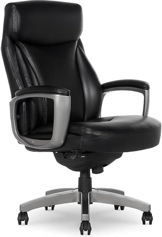 La-Z-Boy Arcadian Ergonomic Executive Chair, Bonded Leather, Black, 29.5D x 28W x 43.25-46.25H inches, 275 lbs Weight Capacity