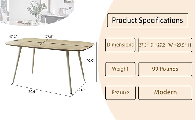 HIPIHOM 47.2'' Dining Table Set for 2,Modern Wood Dining Table,Leather Dining Chairs 2,Table and Chairs Set of 2,Ideal for Kitchen Dining Room (Cat Scratch Table + 2 White Chairs, 47.2")