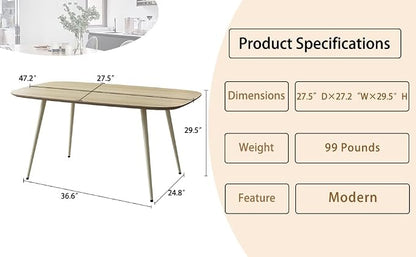 HIPIHOM 47.2'' Dining Table Set for 2,Modern Wood Dining Table,Leather Dining Chairs 2,Table and Chairs Set of 2,Ideal for Kitchen Dining Room (Cat Scratch Table + 2 White Chairs, 47.2")