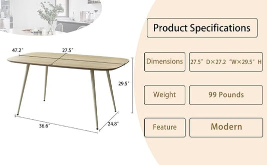 HIPIHOM 47.2'' Dining Table Set for 2,Modern Wood Dining Table,Leather Dining Chairs 2,Table and Chairs Set of 2,Ideal for Kitchen Dining Room (Cat Scratch Table + 2 White Chairs, 47.2")