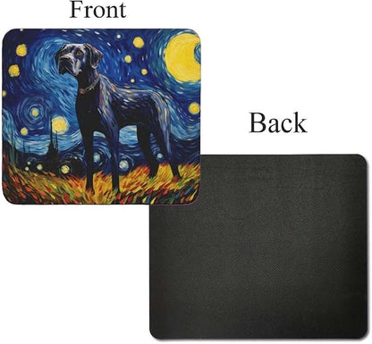Starry Night Dog Mouse Pad for Computer Laptop Home Office Gaming Working Desk Desktop Accessories Non-Slip Rubber Mouse Pad for Dog Lovers (Great Dane)