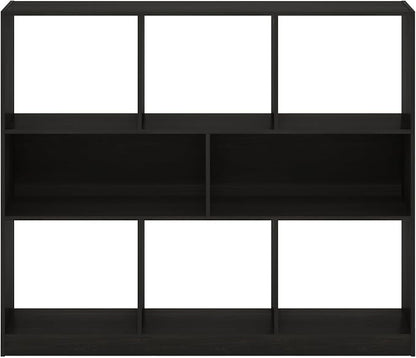 Furinno DALY Book Shelf, 8-Cube Bookshelf, Horizontal Cube Storage Organizer Bookcase, 10.9 x 47.2 x 39.4, for Living Room, Bedroom, Home Office, Dark Espresso