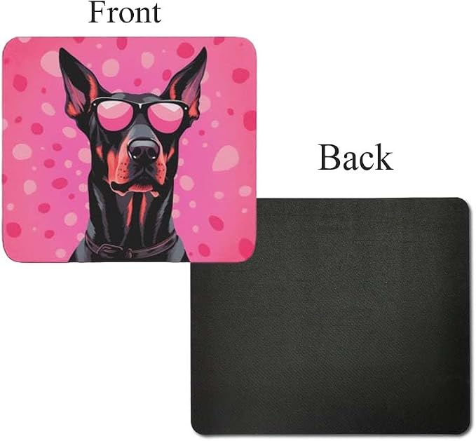 Pink Mousepad Glamour Dog Doberman Pinscher Mouse Pad for Home Office Gaming Working Desk Computer Desktop Accessories Non-Slip Rubber Mousepad for Dog Lovers