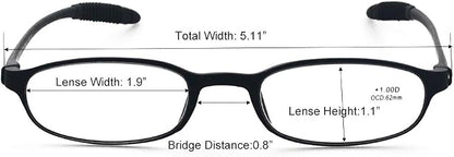 Lightweight Reading Glasses,Flexible(Memory Plastic) Readers, Men and Women