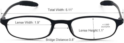 Lightweight Reading Glasses,Flexible(Memory Plastic) Readers, Men and Women