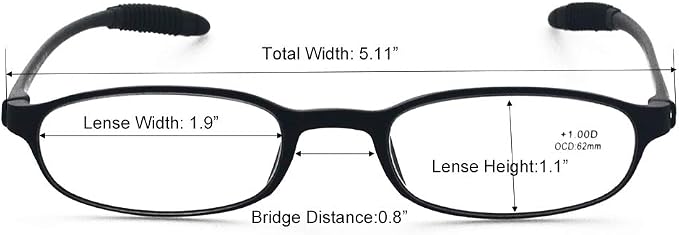 Lightweight Reading Glasses,Flexible(Memory Plastic) Readers, Men and Women