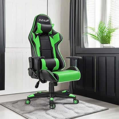 Homall Gaming Chair, Office Chair High Back Computer Chair Leather Desk Chair Racing Executive Ergonomic Adjustable Swivel Task Chair with Headrest and Lumbar Support (Green)