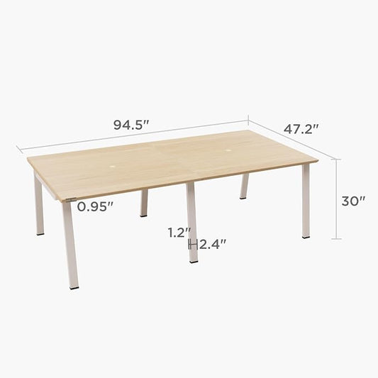 Modular Computer Office Desk, Modern Style Small Study Writing Workstation Table for Home & Business, Team Desk – 4 Person (94" x 47")