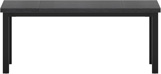 55 Inch Computer Desk, Modern Table with Thick Tabletop, Small Gaming Desk with Adjustable Feet, Study Writing Table for Home Office Work, Black