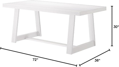 Plank+Beam 72 Inch Farmhouse Dining Table, Solid Wood Rustic Kitchen Table, Large Wooden Rectangular Dinner Table for Dining Room, Home Office, Living Room Furniture, Easy Assembly, White Wirebrush