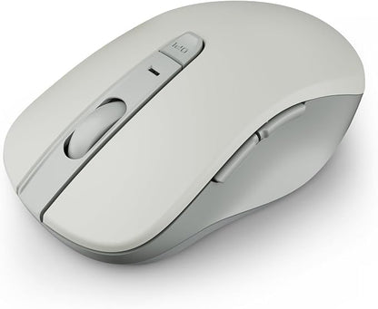 WL300 Bluetooth Mouse Silent Wireless Mice, Quiet Click, Cordless Computer Mouse with 6 Buttons, Sculpted Grip, Adjustable DPI for Laptop, PC, Mac, 18-Month Battery Life for Work Travel（Silver-Gray)