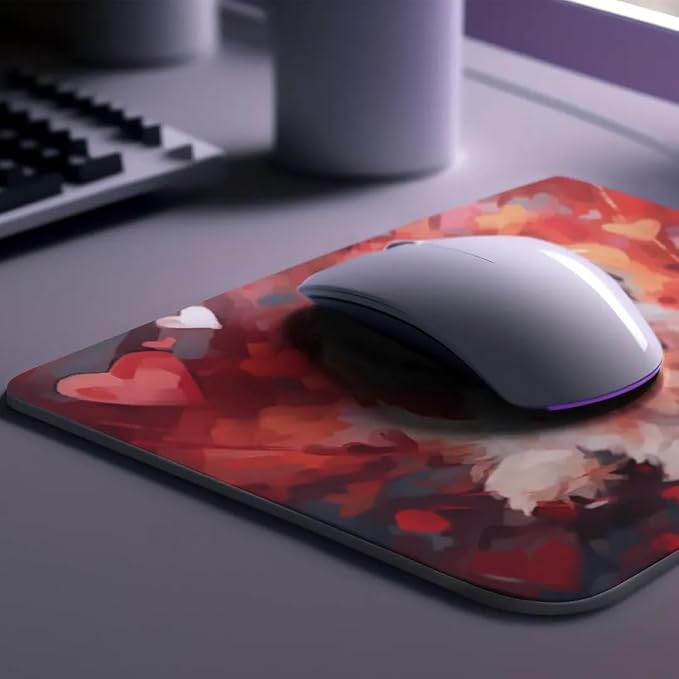 Havanese Mouse Pad Dog with Red Hearts Pattern Non-Slip Rubber Mouse Pad Puppy in Love Mouse Pad for Home Office Work Desk Computer Desktop Laptop for Dog Lovers