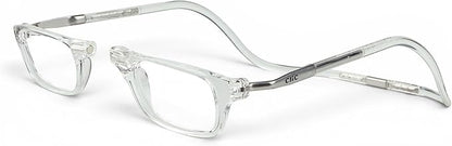 Clic Magnetic Reading Glasses - Adjustable Neck Hanging Readers - Secure Fit with Rigid Headband - Original Expandable (M-XL, Clear, 1.25)