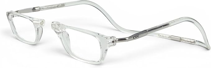 Clic Magnetic Reading Glasses - Adjustable Neck Hanging Readers - Secure Fit with Rigid Headband - Original Expandable (M-XL, Clear, 2.75)