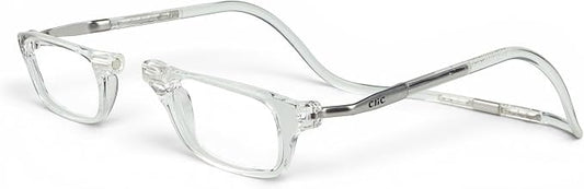 Clic Magnetic Reading Glasses - Adjustable Neck Hanging Readers - Secure Fit with Rigid Headband - Original Expandable (M-XL, Clear, 2.25)