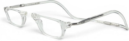 Clic Magnetic Reading Glasses - Adjustable Neck Hanging Readers - Secure Fit with Rigid Headband - Original Expandable (M-XL, Clear, 2.50)
