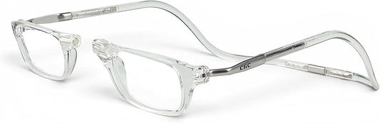 Clic Magnetic Reading Glasses - Adjustable Neck Hanging Readers - Secure Fit with Rigid Headband - Original Expandable (M-XL, Clear, 1.75)