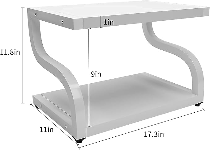 PUNCIA 2 Tier Wood Printer Stand with Storage Heavy Duty Desktop Shelf | White Modern Minimalist Style Fits Laser Printers Copiers Fax Machines, Organizer for Home Office Dorm Small Spaces