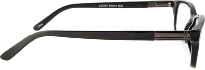 Foster Grant Men's Boston Rectangular Reading Glasses, Black/Transparent, 54 mm