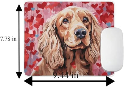 Cocker Spaniel Mouse Pad Dog with Red Hearts Pattern Non-Slip Rubber Mouse Pad Puppy in Love Mouse Pad for Home Office Work Desk Computer Desktop Laptop for Dog Lovers