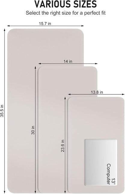 Desk Pad, 23.6" x 13.8" PU Leather Non-Slip Desk Mat Large Mouse Pad for Desktop, Waterproof Laptop Computer Writing Mat for Office, Home, Work, Gaming, Beige Gray