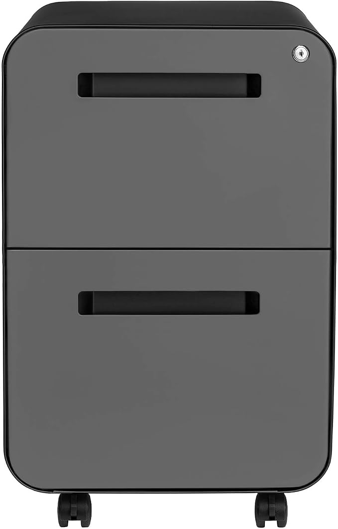 Laura Davidson Furniture Stockpile 2-Drawer Modern Mobile File Cabinet, Commercial-Grade (Black/Grey)